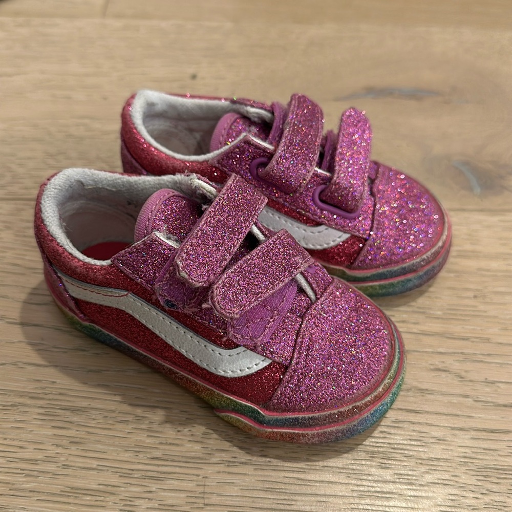 Vans pink sparkle sneakers baby/toddler size 5